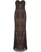 Notte By Marchesa Strapless Embroidered Lace Gown - Lyst