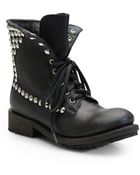 Ash Studded Laceup Short Boots - Lyst