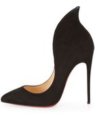 Christian Louboutin Mea Culpa Flared Suede Red Sole Pump - Lyst