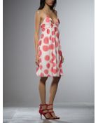 Patrizia Pepe Short Dress With Straps In Patterned Silk Georgette - Lyst