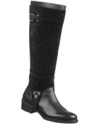 Franco Sarto Bevel Wide Calf Leather And Suede Boots - Lyst