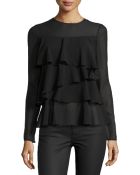 Rachel Zoe Ruffle Jewel-Neck Top - Lyst