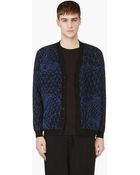 Christopher Kane Black and Blue Printed Knit Cardigan - Lyst