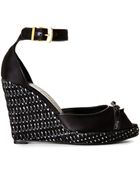 Ferragamo Black Portogallo Wedge Sandals - Lyst