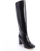 Chloé Black Leather Heeled Tall Boots - Lyst