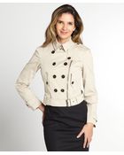 Burberry Khaki Stretch Cotton Cropped Trench - Lyst