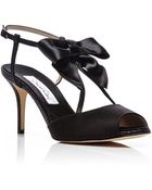 Oscar de la Renta Brandi Glitter-Trimmed Satin Sandals - Lyst