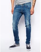 Diesel Jeans Sleenker 608J Stretch Skinny Mid Wash - Lyst