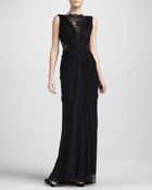 Tadashi Shoji Sleeveless Lace And Sequined Illusion Back Gown - Lyst