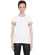 Burberry Brit Cotton Jersey T-Shirt With Checked Trim - Lyst
