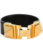 Saint Laurent Signature Studded Leather Bracelet - Lyst