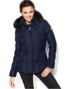 Calvin Klein Faux-Fur-Trim Hooded Puffer Down Coat - Lyst