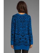 Torn By Ronny Kobo Randy Puffy Leopard Sweater in Blue - Lyst