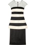 Lela Rose Striped Faille And Stretch-Satin Dress - Lyst