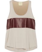 Mason by Michelle Mason Leather-Paneled Jersey Tank - Lyst