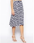 Asos Midi Skirt in Broken Stripe - Lyst