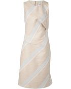 Jil Sander Wool-Angoral Diagonal Stripe Sheath - Lyst