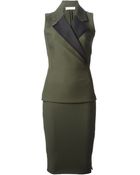 Victoria Beckham Notched Collar Fitted Dress - Lyst