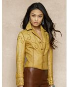 Ralph Lauren Blue Label Whipstitched Leather Jacket - Lyst