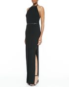 Halston Heritage Jersey Gathered-Neck Back-Drape Gown - Lyst