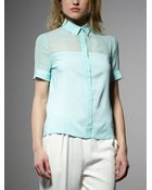Patrizia Pepe Mix Fabric Short Sleeve Shirt - Lyst