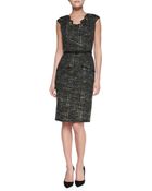 David Meister Belted Geometric-print Dress - Lyst
