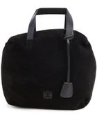 Loewe Black Leather And Suede Top Handle Tote - Lyst