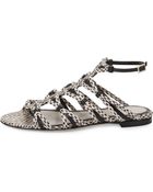 Jason Wu Snakeskin Strappy Flat Sandal - Lyst