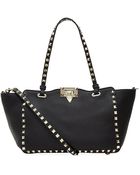 Valentino Small Rockstud Grain Tote - Lyst
