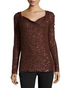 Donna Karan New York Long-Sleeve Sequined Top - Lyst