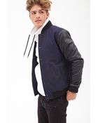21men Faux Leather-Sleeve Varsity Jacket - Lyst