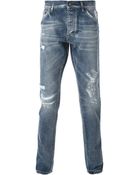 Dolce & Gabbana Slim Ripped Jeans - Lyst