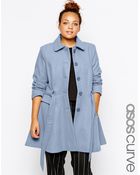 Asos Curve Exclusive Fit & Flare Coat With Belted Waist - Lyst