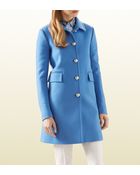 Gucci Blue Wool Coat - Lyst