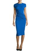 Michael Kors Cap-Sleeve Draped Dress - Lyst