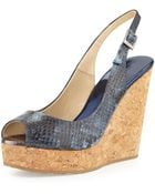 Jimmy Choo Prova Snake-print Slingback Wedge - Lyst