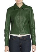 Dolce & Gabbana Cropped Leather Zip Jacket - Lyst