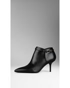 Burberry Buckle Detail Leather Ankle Boots - Lyst