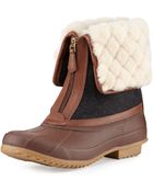 Tory Burch Abbott Shearling-cuff Duck Boot - Lyst