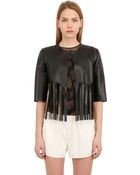 Blancha Fringed Laminated Nappa Leather Jacket - Lyst