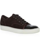 Lanvin Patent Toecap Suede Sneaker - Lyst