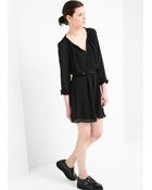 Mango Belted Chiffon Dress - Lyst