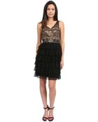 Sue Wong Tiered Skirt Embroidered Dress - Lyst