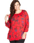 Lucky Brand Jeans Lucky Brand Plus Size Floral-Print Peasant Top - Lyst