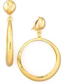 Jose & Maria Barrera Hammered Hoop Drop Clip Earrings - Lyst