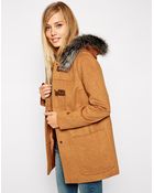 Asos Premium Duffle Coat With Faux Fur Hood - Lyst