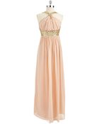 Calvin Klein Sequin Accented Halter Gown - Lyst
