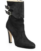 Oscar de la Renta Chris Suede Buckle Ankle Boots - Lyst