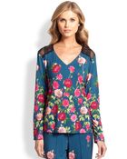 Cosabella Firenze Lace-Inset Floral Top - Lyst