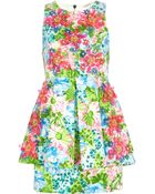 River Island Blue Floral 3d Detail Peplum Dress - Lyst